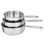 Saucepans  - Set of 3 stainless steel pots 18-10 16, 18 and 20cm Castel'Pro - CRISTEL