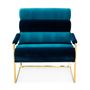 Armchairs - Channeled Goldfinger Lounge Chair - Navy/Teal - JONATHAN ADLER