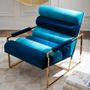 Armchairs - Channeled Goldfinger Lounge Chair - Navy/Teal - JONATHAN ADLER