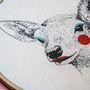 Autres décorations murales - Sérigraphie sur papier japonais et tambour de broderie - "Painted Animals" Collection Dream Drum - PAPPUS ÉDITIONS