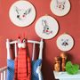 Other wall decoration - Silkscreen print on Japanese paper and embroidery drum - “Painted Animals” Dream Drum Collection - PAPPUS ÉDITIONS