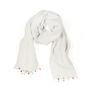 Scarves - Light grey scarf with pompons - MIA ZIA