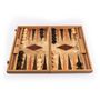 Objets design - BACKGAMMON D'OLIVE BURL avec damiers en bois - MANOPOULOS CHESS & BACKGAMMON