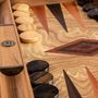 Objets design - BACKGAMMON D'OLIVE BURL avec damiers en bois - MANOPOULOS CHESS & BACKGAMMON