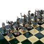 Gifts - GREEK MYTHOLOGY CHESS SET with green/gold chessmen and bronze chessboard 36 x 36cm (Medium) - MANOPOULOS CHESS & BACKGAMMON