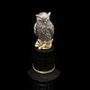 Sculptures, statuettes and miniatures - Eagle Owl Silver Sculpture with Obsidian - ORMAS GROUP