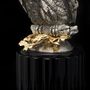 Sculptures, statuettes et miniatures - Eagle Owl Silver Sculpture with Obsidian - ORMAS GROUP