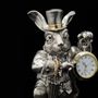 Horloges - The White Rabbit Silver Clock Alice in Wonderland - ORMAS GROUP