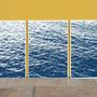 Art photos - Bright Seascape in Capri, 100x210cm Cyanotype Triptych - KIND OF CYAN