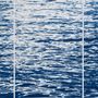 Photos d'art - Clair de lune ondulations sur le lac de Côme, Triptyque cyanotype 100x210cm - KIND OF CYAN