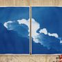 Art photos - Yves Klein Clouds, 100x140cm Cyanotype Diptych - KIND OF CYAN