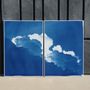 Art photos - Yves Klein Clouds, 100x140cm Cyanotype Diptych - KIND OF CYAN