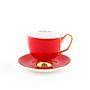 Coffee and tea - XL Red Teacup and Saucer - LYNDALT