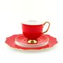 Coffee and tea - XL Red Teacup and Saucer - LYNDALT