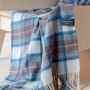 Throw blankets - Lambswool Blanket in Stewart Muted Blue Tartan - THE TARTAN BLANKET CO.