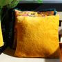 Fabric cushions - SQUARE VELVET AND MUSTARD HAIR CUSHION - PETIT ALO