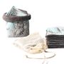 Bath towels - Storage basket with Zero Waste Reusable cleansing pads and a mesh bag - ATELIER CATHERINE MASSON