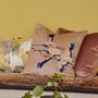 Fabric cushions - FLAMINGO ROSE PRINTED VELVET CUSHION - MAISON LEVY
