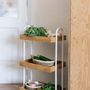Kitchen utensils - 3 tier shelf white metal/bamboo storage trolley CC70158 - ANDREA HOUSE