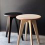 Office seating - ASSY Stool or Side Table - Bleached Ash and Orange Leather - MADEMOISELLE JO