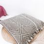 Fabric cushions - Giant Moroccan Kilim Wool Floor Cushion - Shadoui Grey - TASHKA RUGS