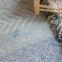Autres tapis - Tapis Marocain Kilim Petit Motif Géométrique Bleu - TASHKA RUGS