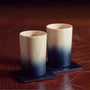 Glass - Indigo Hinoki Wood Pair Cups - AOLA