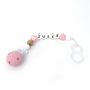 Childcare  accessories - Customizable Silicone Pacifier Clip - Wood and Pink - IRRÉVERSIBLE