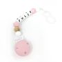 Childcare  accessories - Customizable Silicone Pacifier Clip - Wood and Pink - IRRÉVERSIBLE