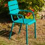 Fauteuils de jardin - Fauteuil de jardin Alicante empilable en aluminium thermo-laqué de couleur moka, vert jonc ou bleu eau. - EZEÏS