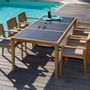 Tables Salle à Manger - Table de jardin Aquariva en teck massif naturel avec plateau en stratifié gris anthracite - EZEÏS