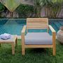 Fauteuils de jardin - Fauteuil de relaxation d'extérieur avec coussin Aquariva, en bois de teck massif de couleur naturelle - EZEÏS