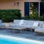 Chaises de jardin - Module central pour salon de jardin Kallysta en teck massif avec pieds en aluminium thermo-laqué taupe et coussins en polyoléfine - EZEÏS