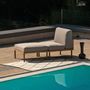 Chaises de jardin - Module central pour salon de jardin Kallysta en teck massif avec pieds en aluminium thermo-laqué taupe et coussins en polyoléfine - EZEÏS