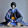 Sculptures, statuettes et miniatures - Sculpture en Cuir Geisha bleue  - ANNIE DELEMARLE SCULPTURE CUIR