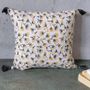 Fabric cushions - FLEURS DU LAC Blockprint Linen Cover 40 x 40 cm - CONSTELLE HOME