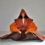 Sculptures, statuettes and miniatures - Leather Sculpture, Seated Samurai - ANNIE DELEMARLE SCULPTURE CUIR