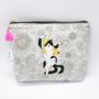 Clutches - Embroidered Liberty Print Fabric Pouch -Two-tailed « Yokai » cat - KEORA KEORA GOODS JP