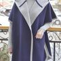 Apparel - Reversible women's poncho with hoodie in cashmere, Mongolia  - AZZA DESIGN STUDIO ORGANIC CASHMERE MONGOLIE