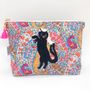 Gifts - Embroidered Liberty Print Fabric Pouch Japanese 2tailed 'Yokai' cat & 9 tailed 'Yokai' fox  - KEORA KEORA GOODS JP