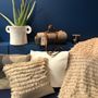 Throw blankets - Fringe throw, plaid & pillow cases set in cashmere, Mongolia  - AZZA DESIGN STUDIO ORGANIC CASHMERE MONGOLIE