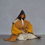 Sculptures, statuettes and miniatures - Leather Sculpture, Seated Samurai - ANNIE DELEMARLE SCULPTURE CUIR