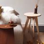 Office seating - ASSY Stool or Side Table - Bleached Ash and Orange Leather - MADEMOISELLE JO