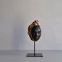 Sculptures, statuettes and miniatures - Large faces on pedestals - ANNIE DELEMARLE SCULPTURE CUIR