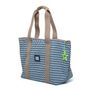 Sport bags - Blue Waves with Beige Strap Handbag Beachbag Weekender - THE LUNCHBAGS