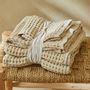 Serviettes de bain - Nid d'Abeille en coton bio sable - DORAN SOU