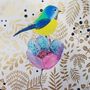 Autres décorations murales - Petit oiseau et sa fleur – Dessin encadré  - L'ATELIER DES CREATEURS