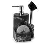 Kitchen utensils - CC21007 3-in-1 Black Marble Effect Polyresin Soap Dispenser 12.5x12x22cm - ANDREA HOUSE