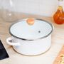 Saucepans  - Enamel pot with a glass lid - White - PEARL LIFE