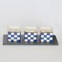Pottery - Three Appetizers Assorted Kumi Ichimatsu Indigo-dyed cedar plate Set - AOLA